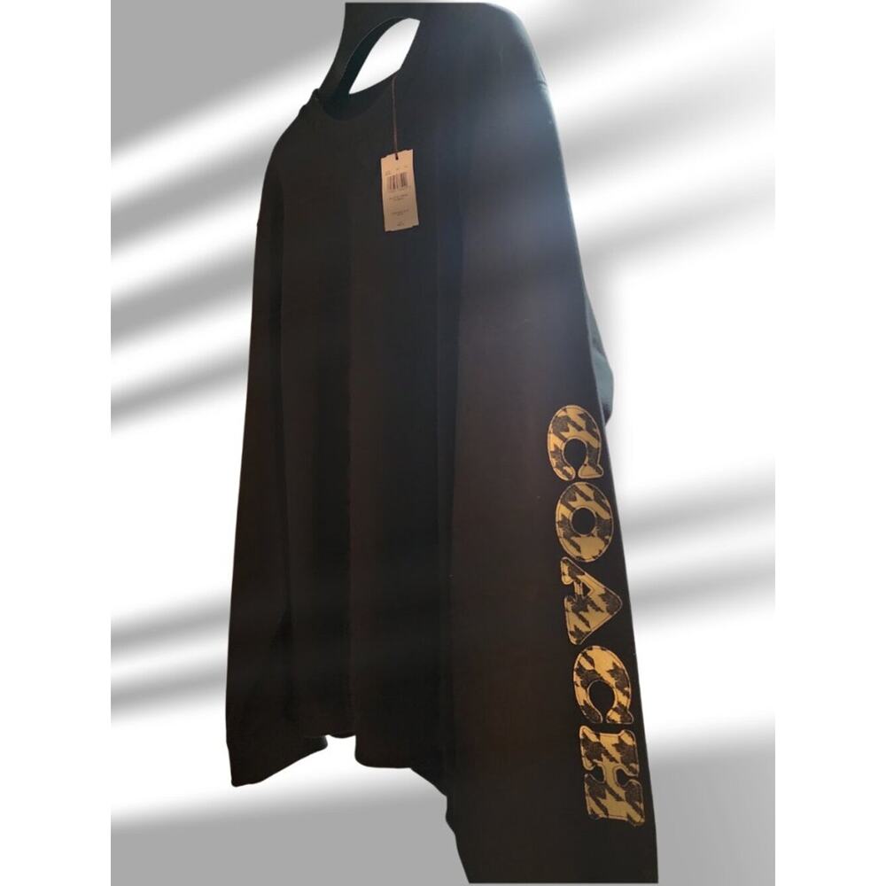 Coach Men's Size XXL Black Crewneck Sweatshirt Wild Print Sleeve Logo NWT